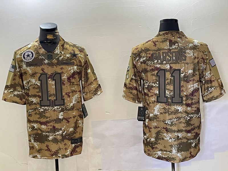 Men Dallas Cowboys #11 Parsons Nike Arctic Camo 2024 Salute to Service Limited NFL Jersey style 10171
